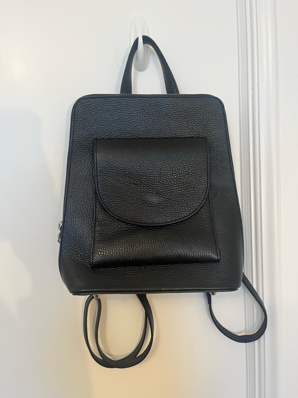 Italian Black Leather Mini Backpack